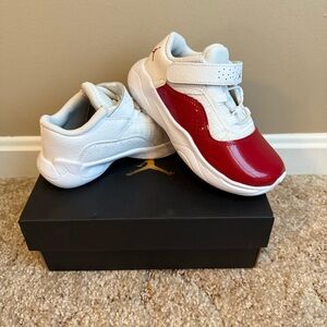 Jordan White and Red Sneakers Premium Leather Low-Top